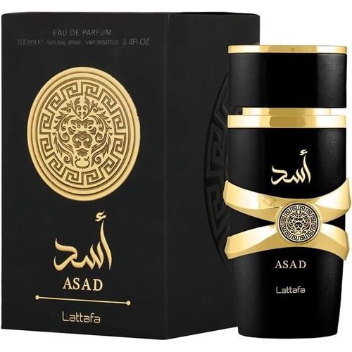 Lattafa عطر اسد من لطافة فاخر يدوم طويلا برائحة العود والمسك المنعشة من اسد، او دي بارفان، 100 مل للجنسين