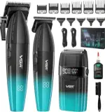 طقم حلاقة احترافي VGR V-640 S3 ديجيتال 3 في 1 قابل للشحن (ماكينة + تريمر + شيفر)