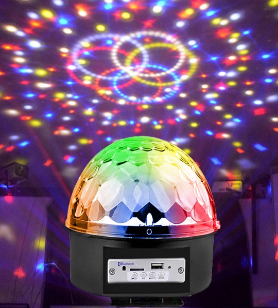 كرة الديسكو الدوارة المضيئة بالوان متعددة للحفلات مدعومة بالبلوتوث Disco Magic Light Ball