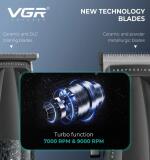 VGR ماكينة قص شعر بشفرات سيراميك DLC ودالة توربو V-640T
