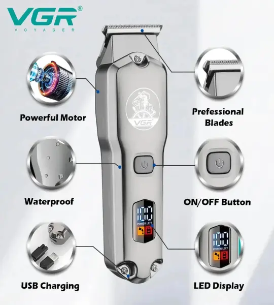 VGR V-675 S3 ماكينة حلاقة احترافية مقاومة للماء