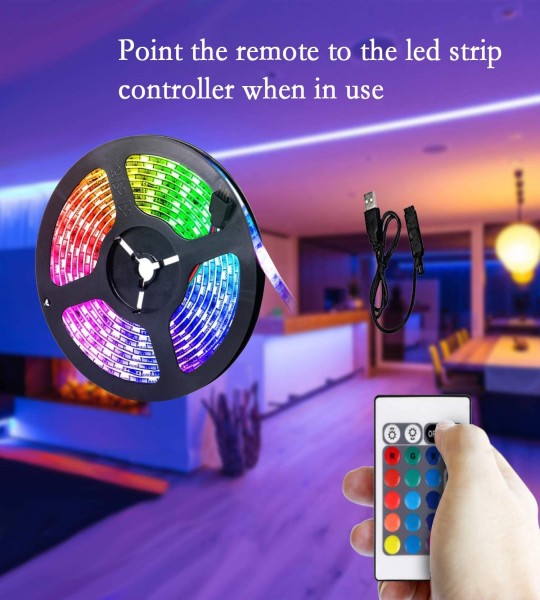 شريط ليد لاصق 5 متر مضئ اضواء مختلفة بريموت تحكم عن بعد LED Strip With Remote Control - 5 M