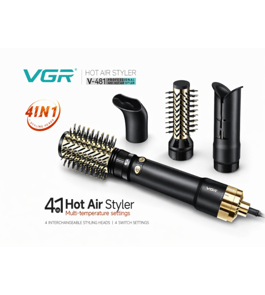 فرشاة ومجفف شعر 4 في 1 دوارة إحترافية VGR V-481