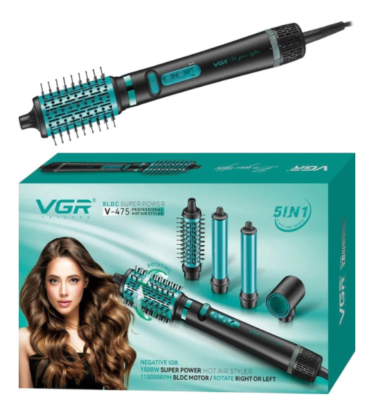 فرشاة هواء ساخن وسيشوار 5 في 1 إحترافية للنساء VGR V-475