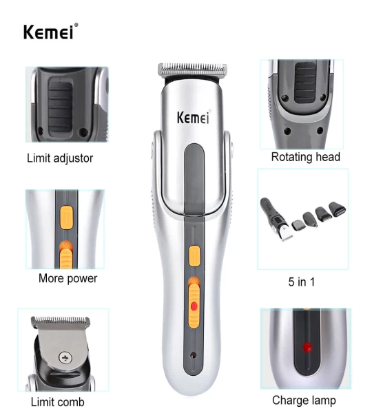 Kemei ماكينة حلاقة 8 في 1 حلاقة الشعر وقص وتنعيم اللحية وللانف وللجسم KM - 680A