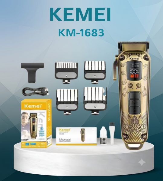 Kemei ماكينة حلاقة وتشذيب بشاشة LED وبطارية 180 دقيقة KM-1683
