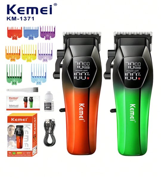 Kemei ماكينة حلاقة لاسلكية LCD KM-1371