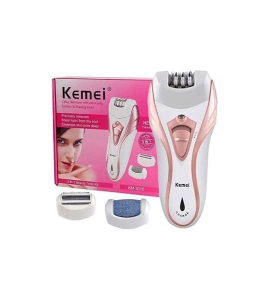 Kemei ماكينة إزالة شعر 3 في 1 متعددة الاستخدامات لاسلكية مع إضاءة LED KM-3010