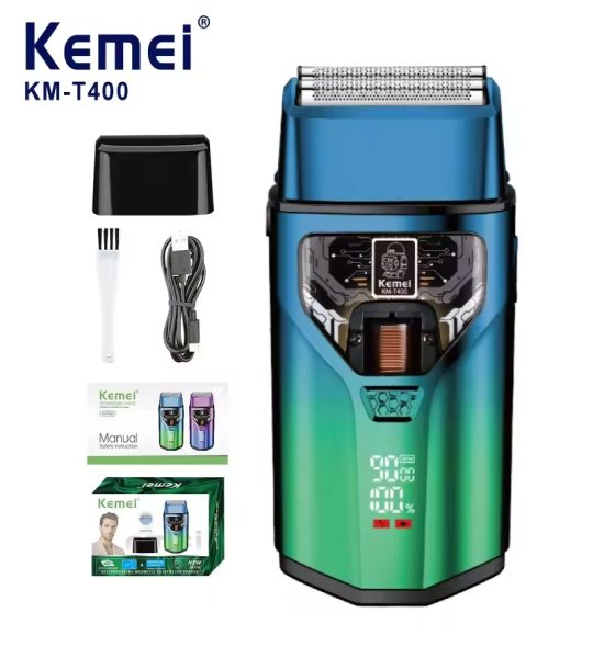 Kemei KM-T400 ماكينة حلاقة كهربائية بشفرات مزدوجة متبادلة