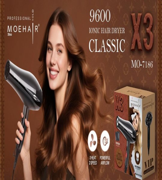 موهير MO-7186 مجفف شعر احترافي لتجفيف وتصفيف الشعر في المنزل أو الصالون