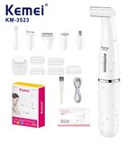 Kemei KM-3523 مجموعة حلاقة وتشذيب كهربائية متعددة الرؤوس لإزالة الشعر وحلاقة وتشذيب الوجه والجسم للاستخدام الرطب أو الجاف