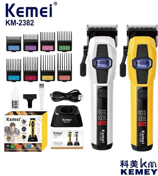 Kemei KM-2382 ماكينة قص شعر لاسلكية لقص وتشذيب الشعر في المنزل أو صالونات الحلاقة