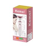 Kemei KM-6713 ماكينة حلاقة وإزالة شعر نسائية 4 في 1 لإزالة شعر الوجه والجسم والعناية الشخصية باستخدام رؤوس قابلة للتبديل