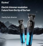 Kemei KM-1358 ماكينة حلاقة وتشذيب لاسلكية للشعر واللحية لحلاقة الشعر وتشذيب اللحية وتحديدها بدقة في المنزل أو أثناء السفر