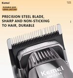 Kemei KM-1364 ماكينة قص شعر كهربائية لاسلكية لقص الشعر وتحديد أطواله للاستخدام في صالونات الحلاقة أو المنزل