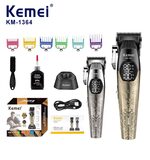 Kemei KM-1364 ماكينة قص شعر كهربائية لاسلكية لقص الشعر وتحديد أطواله للاستخدام في صالونات الحلاقة أو المنزل