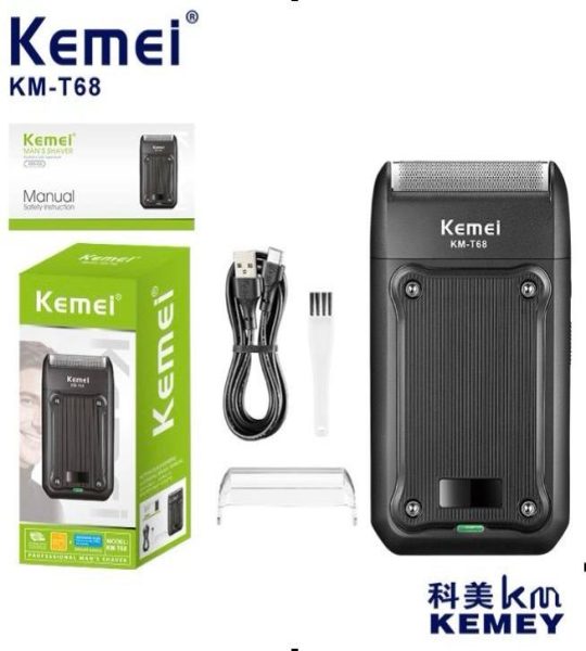 Kemei KM-T68 ماكينة حلاقة كهربائية للرجال لحلاقة شعر الوجه وتشذيب السوالف للاستخدام اليومي والسفر