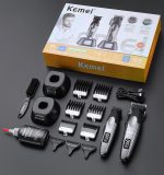 Kemei KM-8536 طقم ماكينتي حلاقة وتشذيب للشعر واللحية لقص الشعر وتشذيب وتحديد اللحية لاسلكيًا