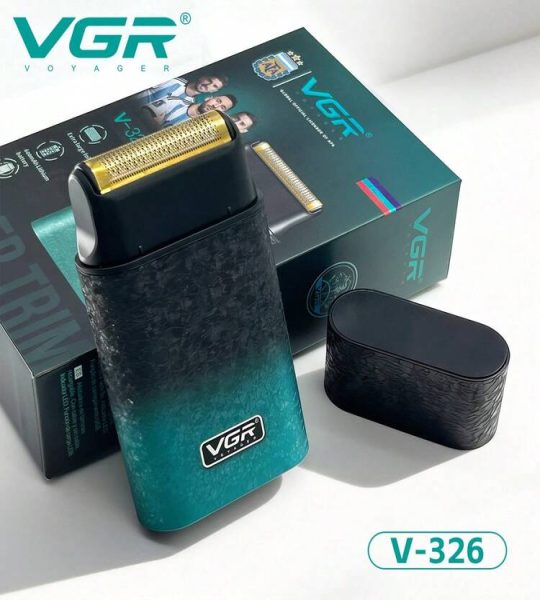 VGR V-326 ماكينة تنعيم وحلاقة شبكية لحلاقة اللحية القصيرة وتنعيم البشرة، مع إمكانية استخدامها لتحديد التدرجات في شعر الرأس