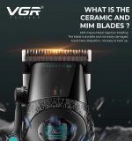 VGR V-857C ماكينة حلاقة وقص شعر احترافية لقص الشعر وتدريجه للاستخدام المنزلي أو الاحترافي