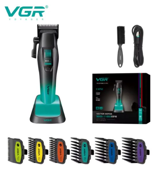 VGR V-875C ماكينة قص شعر كهربائية لقص الشعر وتحديده للاستخدام المنزلي أو الاحترافي