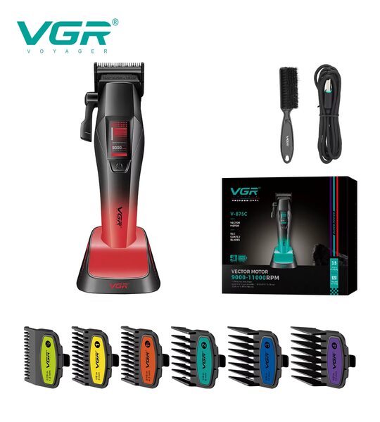 VGR V-875T ماكينة تشذيب وتحديد الشعر لتشذيب وتحديد الشعر واللحية للاستخدام الاحترافي