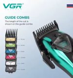 VGR V-884 S2 طقم ماكينة قص شعر وماكينة تشذيب لقص الشعر وتشذيب اللحية وتحديد الخطوط للاستخدام المنزلي والاحترافي