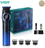 VGR V-977 Blue ماكينة تشذيب الشعر واللحية لتشذيب وتحديد الشعر واللحية بدقة، للاستخدام المنزلي أو الاحترافي