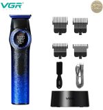 VGR V-977 Blue ماكينة تشذيب الشعر واللحية لتشذيب وتحديد الشعر واللحية بدقة، للاستخدام المنزلي أو الاحترافي