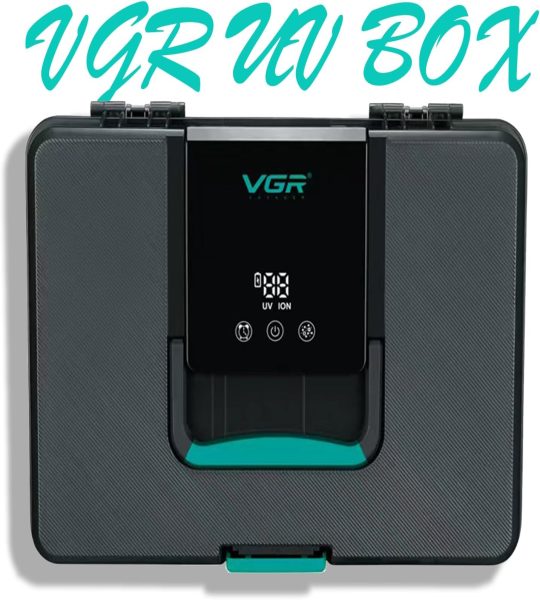 VGR V-840 صندوق تعقيم وتخزين أدوات الحلاقة والتجميل لتعقيم وتنظيم أدوات الحلاقة والتجميل مثل الماكينات والمقصات والأمشاط للاستخدام في الصالون أو المنزل