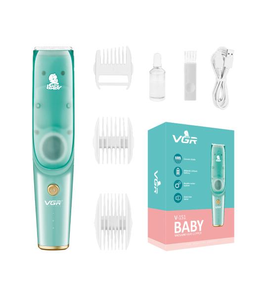 ماكينة حلاقة شعر الأطفال VGR V-151 بتقنية الشفط مع شفرات سيراميك - ضوضاء منخفضة جدًا