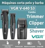 طقم حلاقة احترافي VGR V-640 S3 ديجيتال 3 في 1 قابل للشحن (ماكينة + تريمر + شيفر)