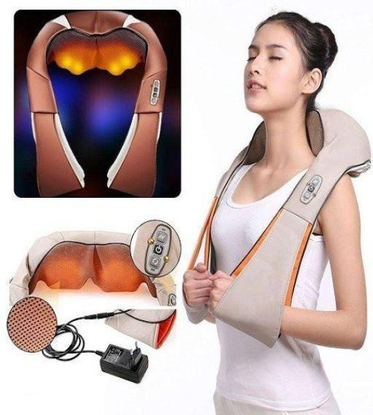 Neck And Shoulder Massager With Heat - Beige مساج الرقبة والاكتاف